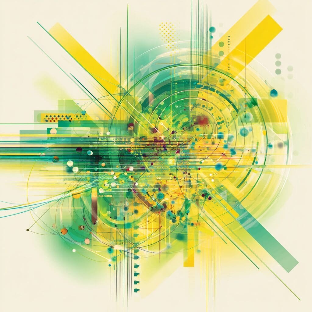 Abstract image of dynamic digital data lines and colorful network flows.