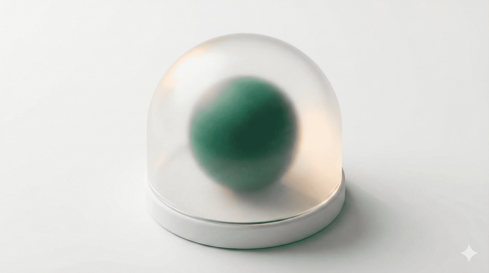 A green digital asset protected by a frosted glass dome, representing Digital Rugby guardianship and security