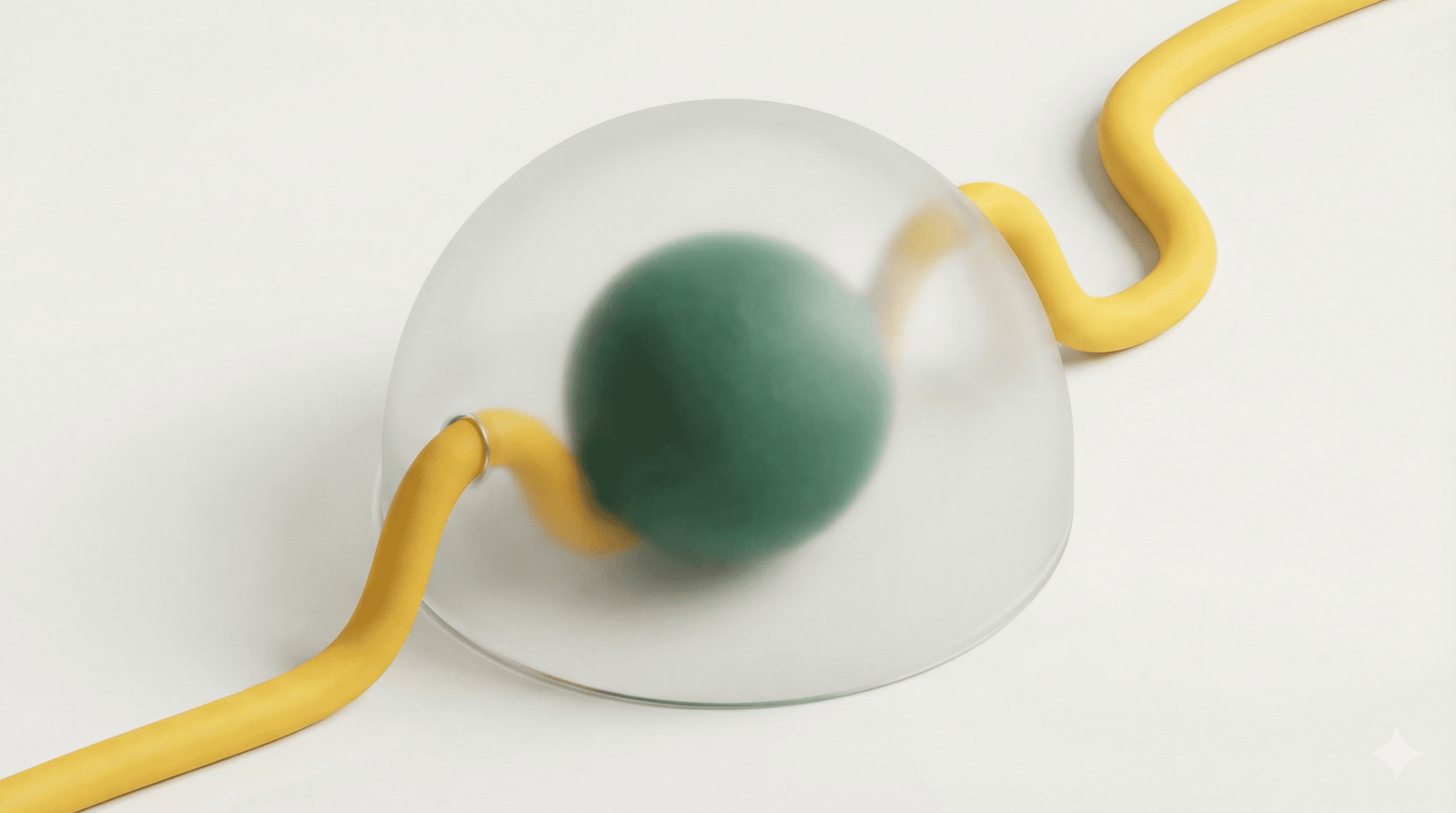 A green AI agent sphere protected by a frosted glass dome with a yellow strategic capacity cable.