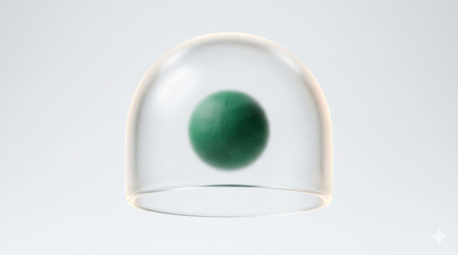 Green AI agent core protected by a glass dome representing strategic capacity for Digital Rugby clients.